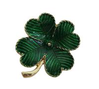 2Stk Shamrock Vergoldete Vierblättrige Brosche Grün