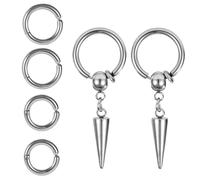 2stk Spike und 4stk Creolen, Langlebige Spike-Ohrhänger und Creolen zus Edelstahl Kleiner Stilvoller Schmuck für Frauen