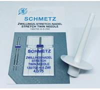 2ter Garnstift/Garnrollenstift Universal zum Aufstecken auf den Spuler für W6 Nähmaschinen + Original Schmetz Zwillingsnadel Flachkolben Universal 130/705 H-ZWI 4,0/75er