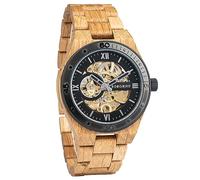 2win Herren Uhren Luxus Mechanisches Holzgehäuse Skelett Automatikwerk Selbstaufzug Leichte Echt Naturholz Band Armbanduhr, A-Watch