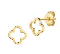 2x kleine Damen Gold-Ohrstecker mit 333 Gold-Kleeblatt Gelbgold Ohrschmuck mit Schmuck-Etui + Echtheitszertifikat