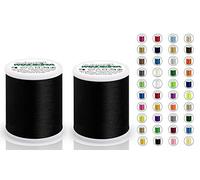 2x Madeira Polyneon 40 | SET | 1.000 m Spule | Doppelpack | Stickgarn | Maschinenstickgarn (1800 Black (Schwarz))