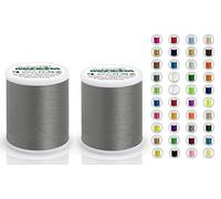 2x Madeira Polyneon 40 | SET | 1.000 m Spule | Doppelpack | Stickgarn | Maschinenstickgarn (1918 Grey (Grau))