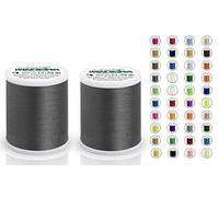 2x Madeira Polyneon 40 | SET | 1000 m Spule | Doppelpack | Stickgarn | Maschinenstickgarn (1640 Stone grey (Steingrau))