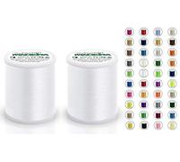 2x Madeira Polyneon 40 | SET | 1000 m Spule | Doppelpack | Stickgarn | Maschinenstickgarn (1801 White (Weiß))