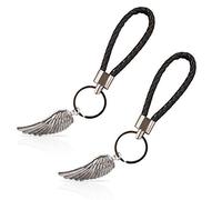 2x Schlüsselanhänger mit Schutzengel-Flügel Set - Paare Pärchen-Geschenk - Engelsflügel Anhänger Frauen - Glücksbringer Auto-Schlüssel Männer - beste Freundin Freundschafts-Geschenk (2er Set Schwarz)