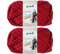 2x100 Gramm Gründl Alaska Uni aus 80% Polyacryl, 20% Wolle inkl. Anleitung Wal (02 Rot)