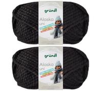 2x100 Gramm Gründl Alaska Uni aus 80% Polyacryl, 20% Wolle inkl. Anleitung Wal (06 Schwarz)