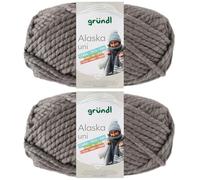 2x100 Gramm Gründl Alaska Uni aus 80% Polyacryl, 20% Wolle inkl. Anleitung Wal (09 Mittelgrau)