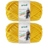 2x100 Gramm Gründl Alaska Uni aus 80% Polyacryl, 20% Wolle inkl. Anleitung Wal (21 Gelb)