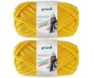 2x100 Gramm Gründl Alaska Uni aus 80% Polyacryl, 20% Wolle inkl. Anleitung Wal (21 Gelb)