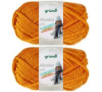 2x100 Gramm Gründl Alaska Uni aus 80% Polyacryl, 20% Wolle inkl. Anleitung Wal (22 Orange)