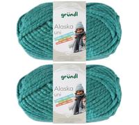 2x100 Gramm Gründl Alaska Uni aus 80% Polyacryl, 20% Wolle inkl. Anleitung Wal (23 Smaragd)