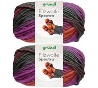 2x100 Gramm Gründl Filzwolle Spectra aus 100% reiner Schurwolle inkl. Anleitung für Filzschuhe (07 Colored Fruits Multicolor)