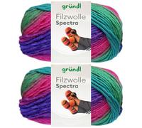 2x100 Gramm Gründl Filzwolle Spectra aus 100% reiner Schurwolle inkl. Anleitung für Filzschuhe (08 Mystery Multicolor)