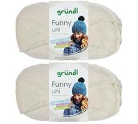 2x100 Gramm Gründl Funny Uni Chenillegarn inkl. Anleitung für Funny Bunny (05 Creme)