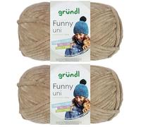 2x100 Gramm Gründl Funny Uni Chenillegarn inkl. Anleitung für Funny Bunny (19 Beige)