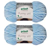 2x100 Gramm Gründl Funny Uni Softgarn SB Pack Babygarn inkl. Anleitung für EIN Funny Bunny 03 Hellblau