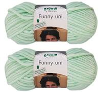 2x100 Gramm Gründl Funny Uni Softgarn SB Pack Babygarn inkl. Anleitung für EIN Funny Bunny 04 Mint