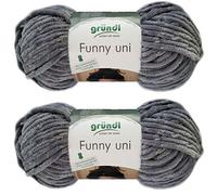 2x100 Gramm Gründl Funny Uni Softgarn SB Pack Babygarn inkl. Anleitung für EIN Funny Bunny 07 Grau