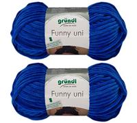 2x100 Gramm Gründl Funny Uni Softgarn SB Pack Babygarn inkl. Anleitung für EIN Funny Bunny 14 Blau