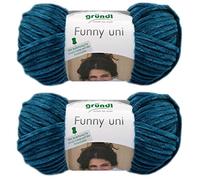 2x100 Gramm Gründl Funny Uni Softgarn SB Pack Babygarn inkl. Anleitung für EIN Funny Bunny 18 Petrol