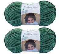 2x100 Gramm Gründl Funny Uni Softgarn SB Pack Babygarn inkl. Anleitung für EIN Funny Bunny 27 Jungelgrün