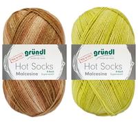2x100 Gramm Gründl Hot Socks Malcesine (Sockenwolle aus 75% Schurwolle, 25% Polyamid (superwash) (Kamel + Zitronat)