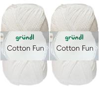2x50 Gramm Gründl Cotton Fun Häkelgarn aus 100% Baumwolle inkl. Anleitung für Meerschwein (01 Weiss)