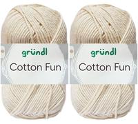 2x50 Gramm Gründl Cotton Fun Häkelgarn aus 100% Baumwolle inkl. Anleitung für Meerschwein (02 Creme)