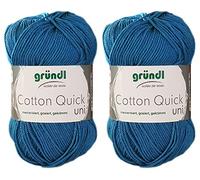 2x50 Gramm Gründl Cotton Quick 100% Baumwolle, Häkelgarn mercerisiert, gasiert, gekämmt inkl. Anleitung für ein Meerschwein (126 Blau)