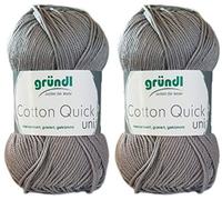 2x50 Gramm Gründl Cotton Quick 100% Baumwolle, Häkelgarn mercerisiert, gasiert, gekämmt inkl. Anleitung für ein Meerschwein (070 Grau)
