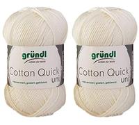 2x50 Gramm Gründl Cotton Quick 100% Baumwolle, Häkelgarn mercerisiert, gasiert, gekämmt inkl. Anleitung für ein Meerschwein (101 Natur)