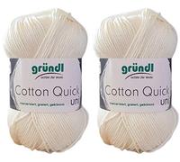 2x50 Gramm Gründl Cotton Quick 100% Baumwolle, Häkelgarn mercerisiert, gasiert, gekämmt inkl. Anleitung für ein Meerschwein (132 Creme)