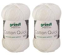 2x50 Gramm Gründl Cotton Quick 100% Baumwolle, Häkelgarn mercerisiert, gasiert, gekämmt inkl. Anleitung für ein Meerschwein (001 Weiss)