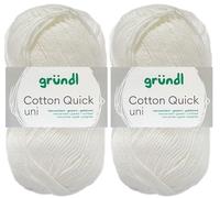2x50 Gramm Gründl Cotton Quick Häkelgarn aus 100% Baumwolle 001 Weiss