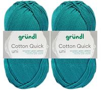 2x50 Gramm Gründl Cotton Quick Häkelgarn aus 100% Baumwolle 090 Smaragd