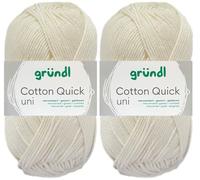 2x50 Gramm Gründl Cotton Quick Häkelgarn aus 100% Baumwolle 101 Creme
