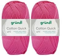 2x50 Gramm Gründl Cotton Quick Häkelgarn aus 100% Baumwolle 107 Himbeere