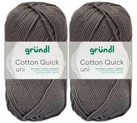 2x50 Gramm Gründl Cotton Quick Häkelgarn aus 100% Baumwolle 110 Mausgrau