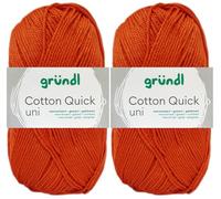 2x50 Gramm Gründl Cotton Quick Häkelgarn aus 100% Baumwolle 119 Orange