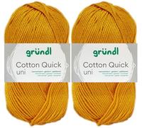 2x50 Gramm Gründl Cotton Quick Häkelgarn aus 100% Baumwolle 124 Senf