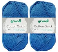 2x50 Gramm Gründl Cotton Quick Häkelgarn aus 100% Baumwolle 126 Mittelblau