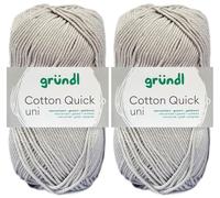 2x50 Gramm Gründl Cotton Quick Häkelgarn aus 100% Baumwolle 129 Hellgrau