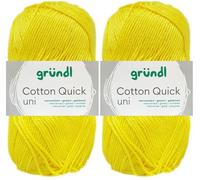 2x50 Gramm Gründl Cotton Quick Häkelgarn aus 100% Baumwolle 131 Gelb