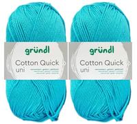 2x50 Gramm Gründl Cotton Quick Häkelgarn aus 100% Baumwolle 136 Wasserblau