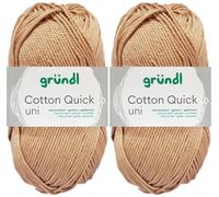 2x50 Gramm Gründl Cotton Quick Häkelgarn aus 100% Baumwolle 139 Beige