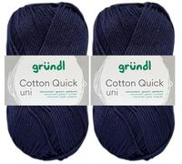 2x50 Gramm Gründl Cotton Quick Häkelgarn aus 100% Baumwolle 145 Dunkelblau