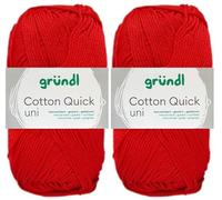 2x50 Gramm Gründl Cotton Quick Häkelgarn aus 100% Baumwolle 147 Rot