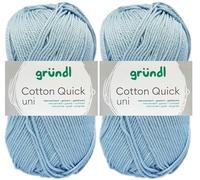 2x50 Gramm Gründl Cotton Quick Häkelgarn aus 100% Baumwolle 148 Himmelblau